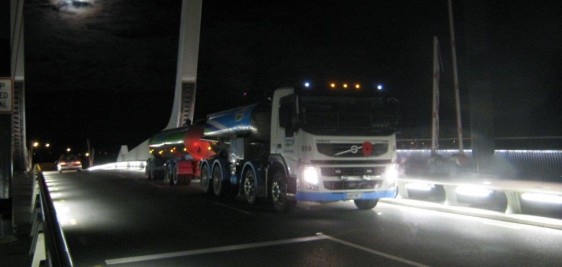 Fonterra Tanker with Anzac Poppy Crossing Bridge